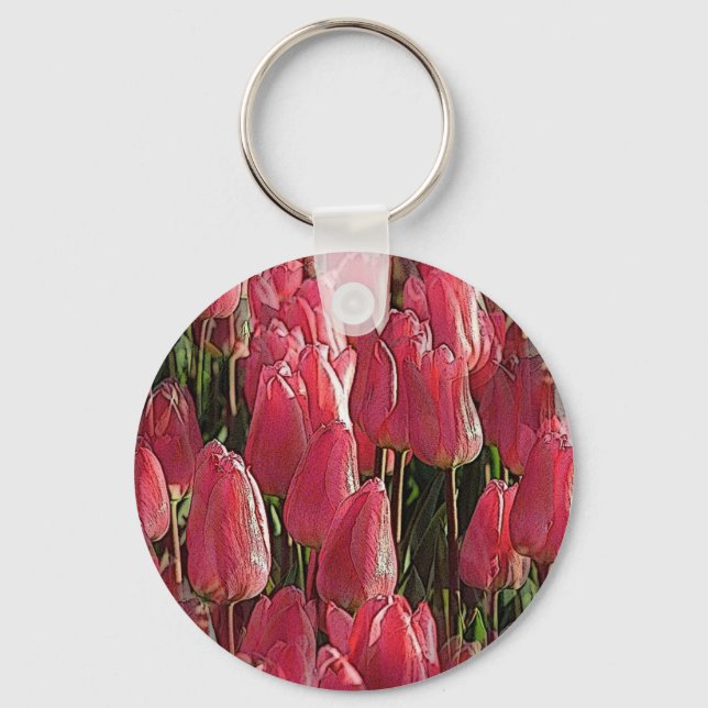 Porte-clés Jolie tulipe rose (Recto)