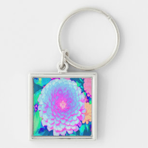 Porte-clés Jolie Zinnia violette et rose dans le jardin d'été