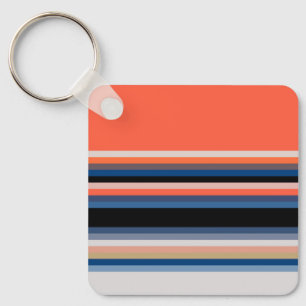 Porte-clés Jolies rayures orange bleu