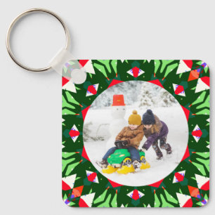 Porte-clés Jolly Festive Custom Photo de Noël Cadre photo