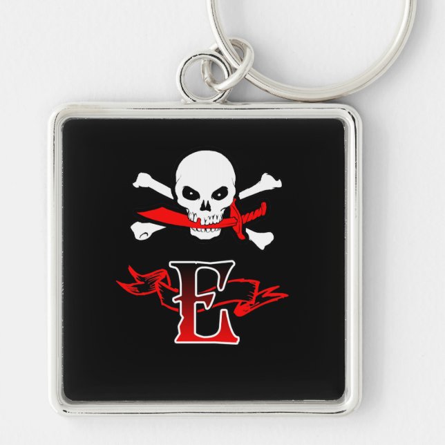 Porte-clés Jolly roger E Monogramme initial (Devant)