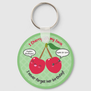 Porte-clés Jote Red Cherry Kawaii Twins Anniversaire