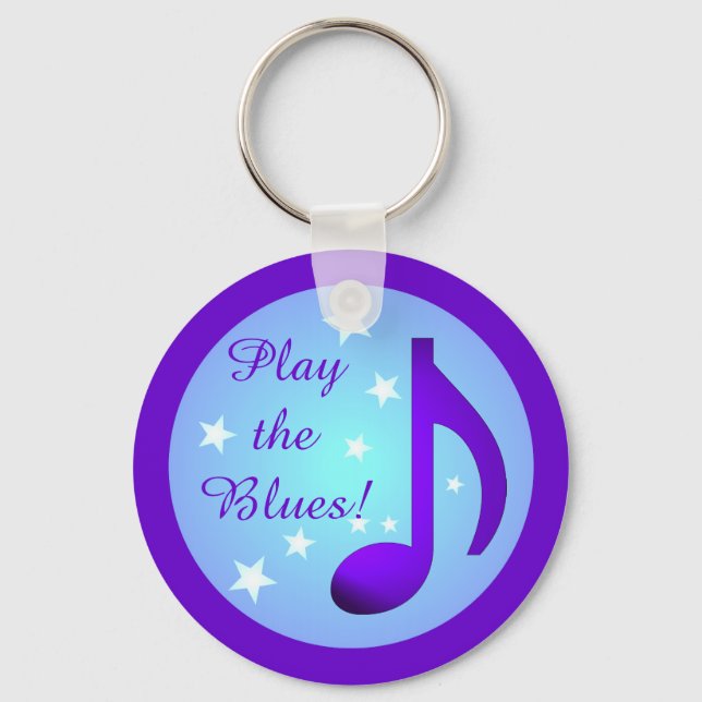 Porte-clés Jouer Blues Purple Blue Note Cercle Stars (Recto)