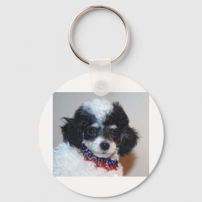Porte-clés Jouet Parti Poodle visage Chiot (Recto)