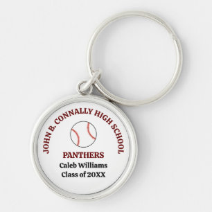 Porte-clés Joueur de baseball au lycée personnalisé marron