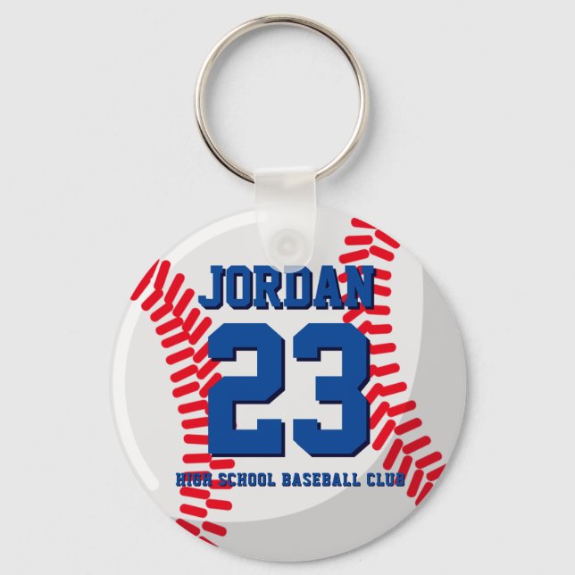 Porte-clés Joueur de baseball Numéro École Sports Équipe (Recto)
