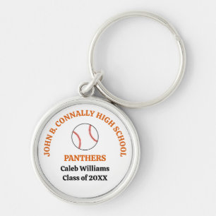 Porte-clés Joueur de baseball personnalisé au lycée Orange