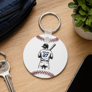Porte-clés Joueur de baseball personnalisé Nom & Numéro