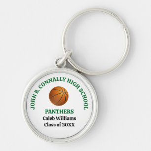 Porte-clés Joueur de basket-ball au lycée vert Personnalisé
