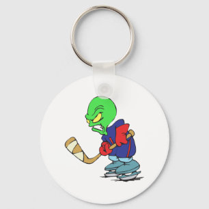 Porte-clés joueur de hockey sur glace alien