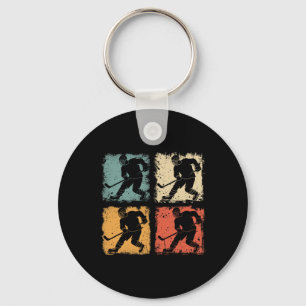 Porte-clés Joueur de hockey sur glace vintage clic graphique 