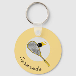 Porte-clés Joueur de squash Entraîneur Rackball Nom personnal