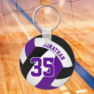 Porte-clés joueur de volley-ball violet noir nom numéro de ma
