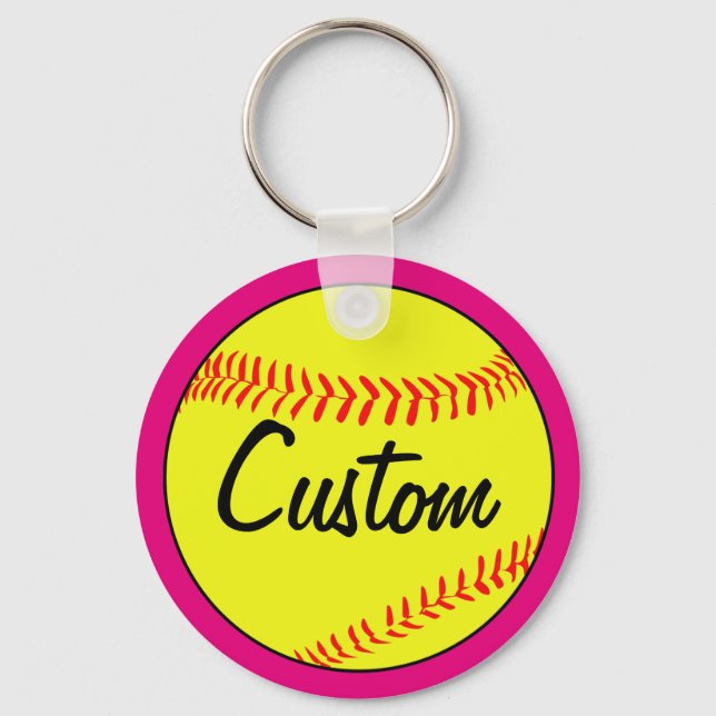 Porte-clés Joueur/entraîneur/joueur de softball rose personna (Recto)