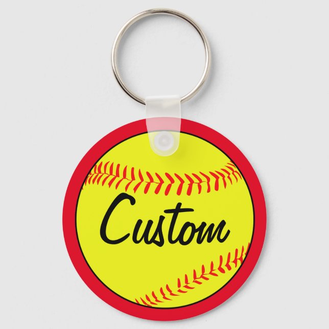 Porte-clés Joueur ou équipe de softball Red Fastpitch (Recto)