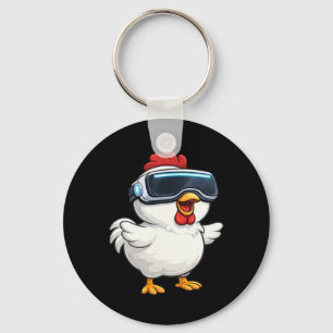 Porte-clés Joueur Vr De Poulet De Dessin Animé Mignon 