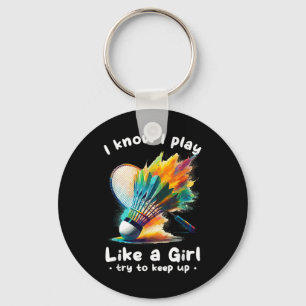 Porte-clés Joueuse de badminton femme volant sports de raquet
