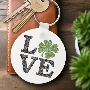 Porte-clés Jour de la Saint Patrick LOVE avec shamrock