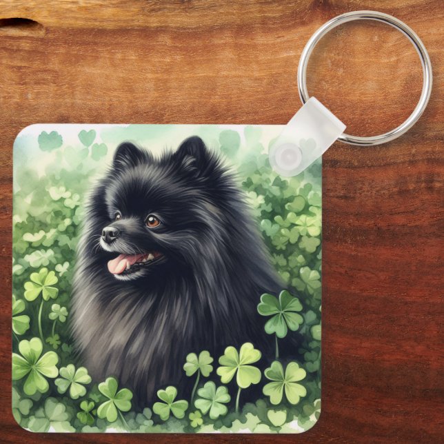 Porte-clés Jour de la Saint Patrick noir de Poméranie (Verso)