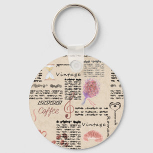 Porte-clés Journal vintage romantique