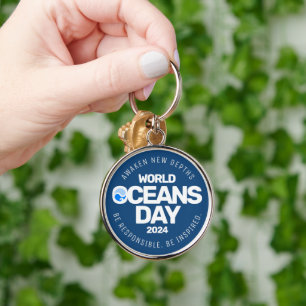 Porte-clés Journée mondiale des océans Bleu Stylisé Vagues de