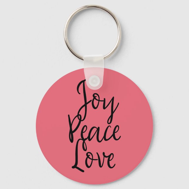 Porte-clés Joy Peace Love Citation Inspirationnelle (Recto)