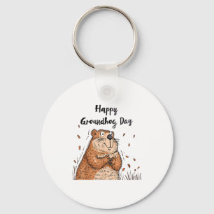 Porte-clés Joyeuse Fête De La Marmotte Drôle De Vacances De L