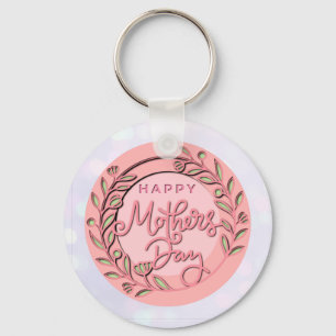 Porte-clés Joyeuse Fête des Mères Élégant Moderne Floral Rose