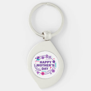 Porte-clés Joyeuse Fête des Mères Rétro Style Je t'aime Maman