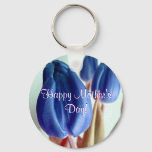 Porte-clés Joyeuse Fête des Mères Tulipes Bleues
