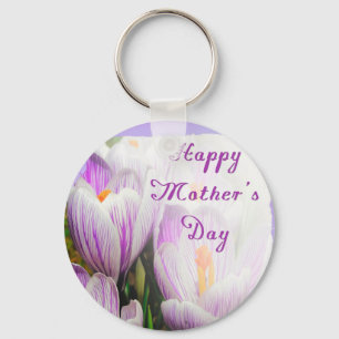 Porte-clés Joyeuse fête des mères Violette et Blanche Tulipes