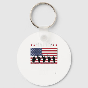 Porte-clés Joyeuse fête des vétérans Drapeau Silhouette Vecto