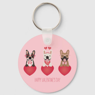 Porte-clés Joyeuse Saint-Valentin Bouledogues Français