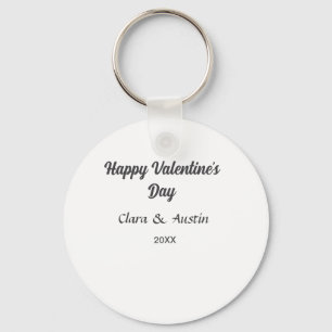Porte-clés Joyeuse Saint-Valentin nom date simple minimaliste