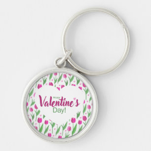 Porte-clés Joyeuse Saint-Valentin Tulipes Roses