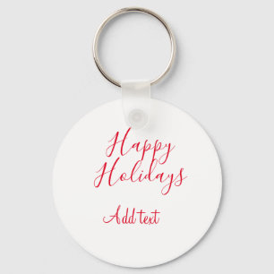 Porte-clés Joyeuses fêtes Noël calligraphie rouge simple mi