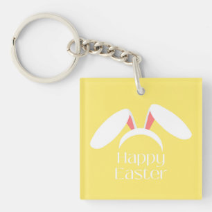 Porte-clés Joyeuses oreilles de lapin blanc de Pâques