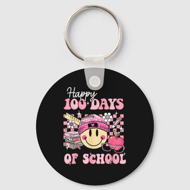 Porte-clés Joyeux 100 Jours D'Enseignant Enfants Retro Super (Recto)