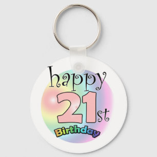 Porte-clés Joyeux 21e Anniversaire (rose)