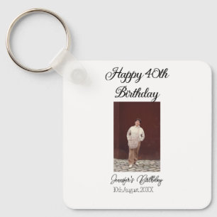 Porte-clés Joyeux 40e anniversaire photo moderne simple