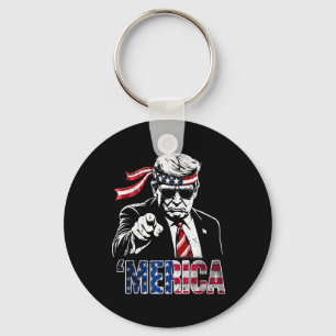 Porte-clés Joyeux 4 juillet Amérique Trump Drapeau américain