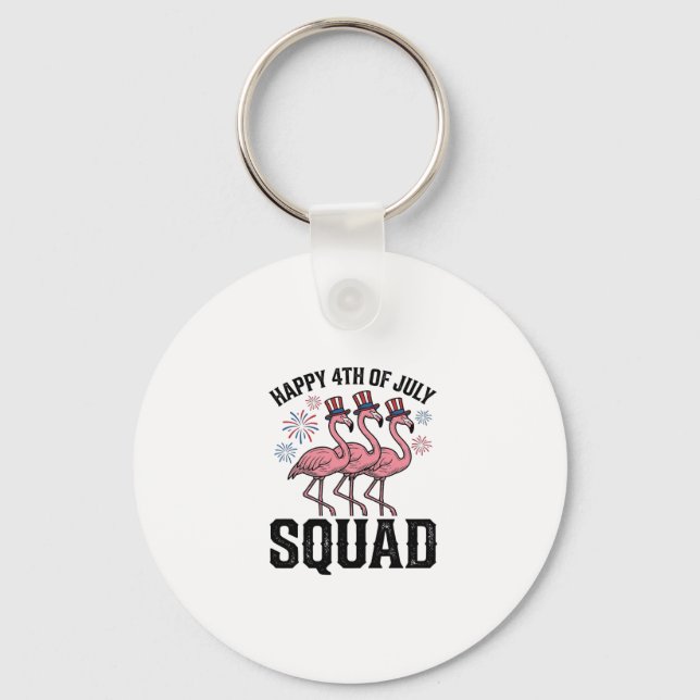 Porte-clés Joyeux 4 juillet Flamingo Squad Vector Design_1 (Recto)