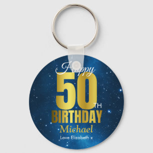 Porte-clés Joyeux 50e anniversaire Blue Gold