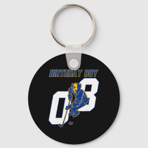Porte-clés Joyeux 8e anniversaire garçon hockey Bison hockey
