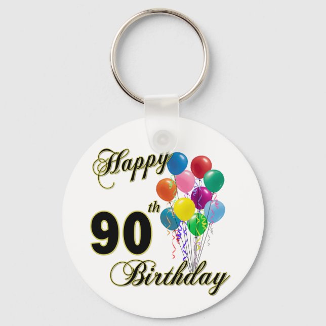 Porte-clés Joyeux 90e anniversaire cadeaux et vêtements d'ann (Recto)