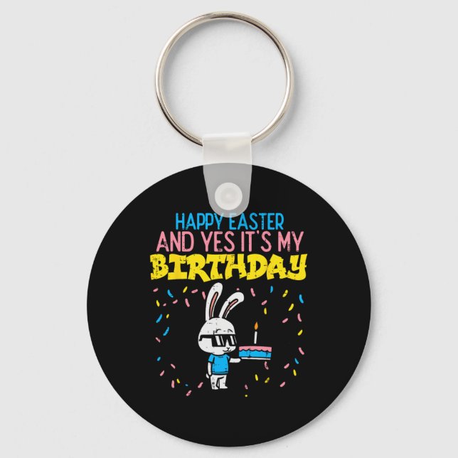 Porte-clés Joyeux Anniversaire de Pâques Bunny Cake Anniversa (Recto)