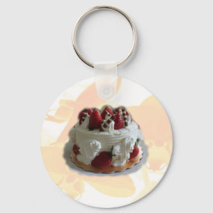 Porte-clés joyeux anniversaire fraise, gâteau au chocolat