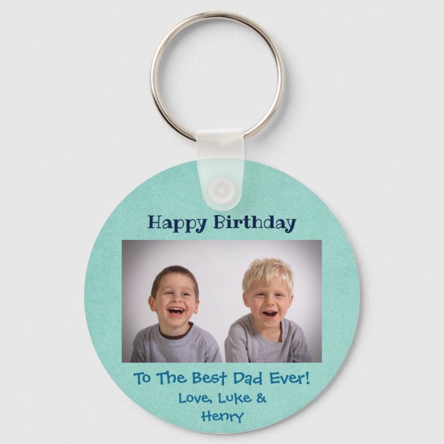 Porte-clés Joyeux anniversaire Meilleur papa Jamais Photo per (Recto)