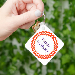 Porte-clés Joyeux anniversaire orange violet