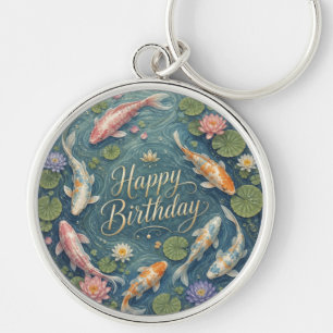 Porte-clés Joyeux Anniversaire Seren Koi Étang Nénuphar